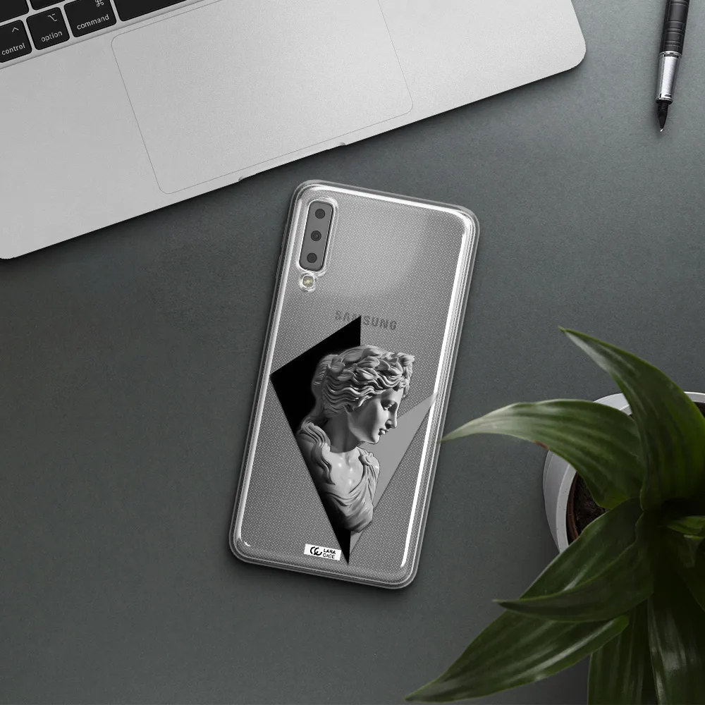 a close-up of a statue Samsung A7 2018 Clear TPU Case