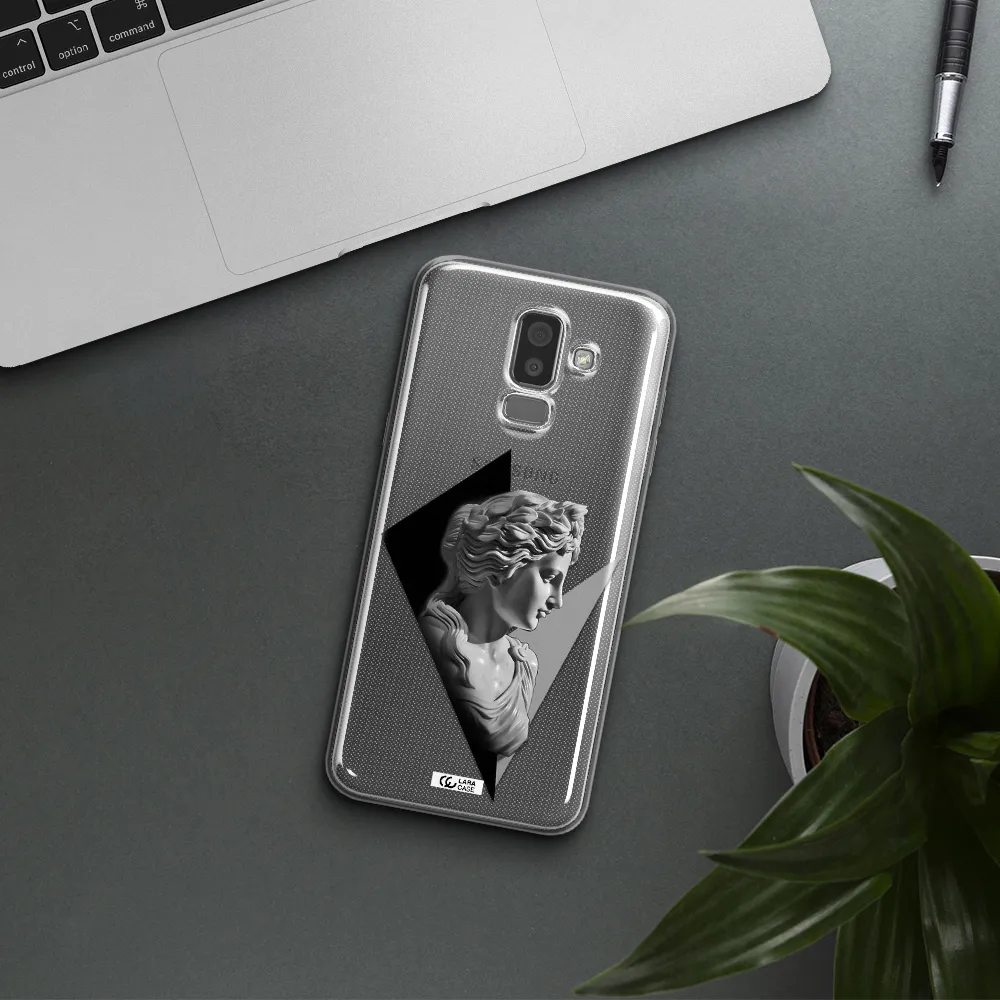 a close-up of a statue Samsung J8 Clear TPU Case