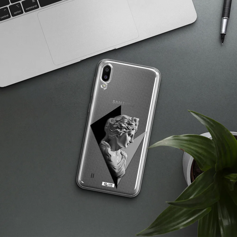 a close-up of a statue Samsung M10 Clear TPU Case