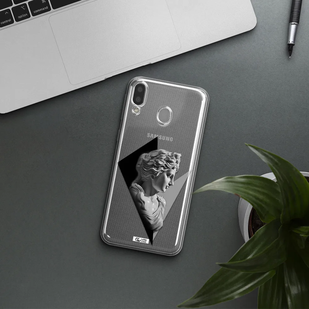 a close-up of a statue Samsung M20 Clear TPU Case