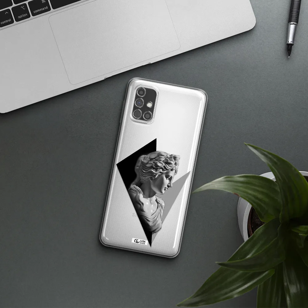 a close-up of a statue Samsung M31S Clear TPU Case