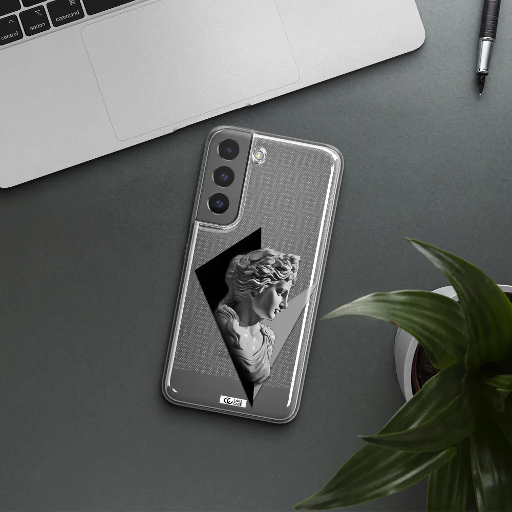 a close-up of a statue Samsung S 22 Clear TPU Case