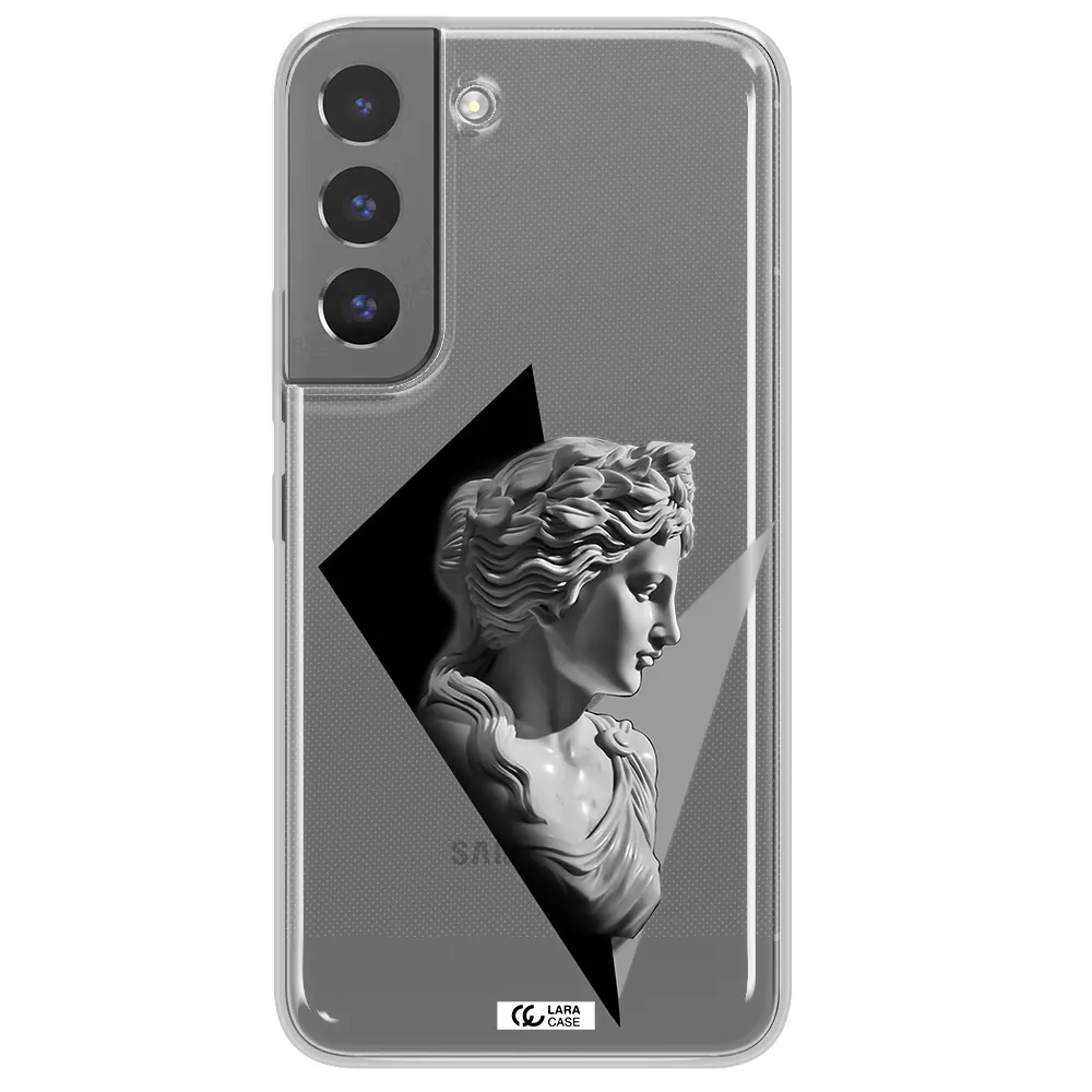 a close-up of a statue Samsung S 22 Plus Clear TPU Case