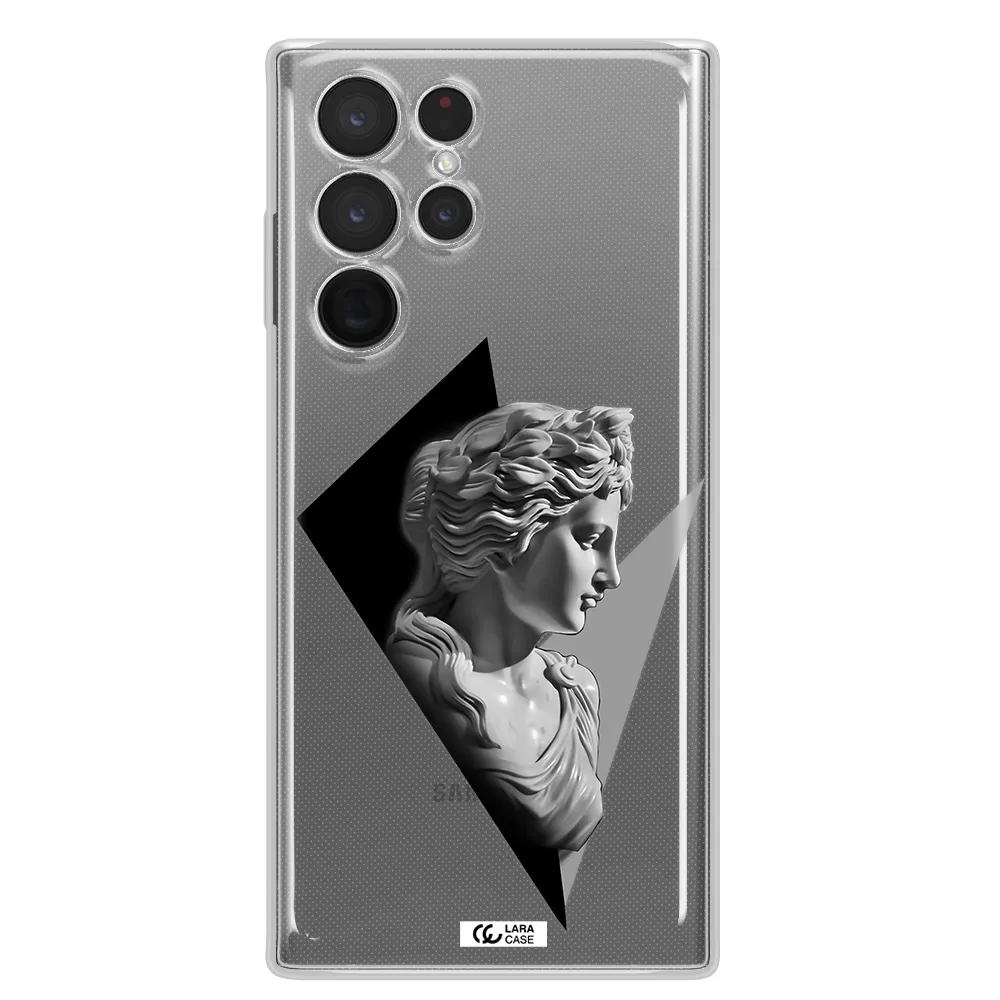 a close-up of a statue Samsung S 22 Ultra Clear TPU Case