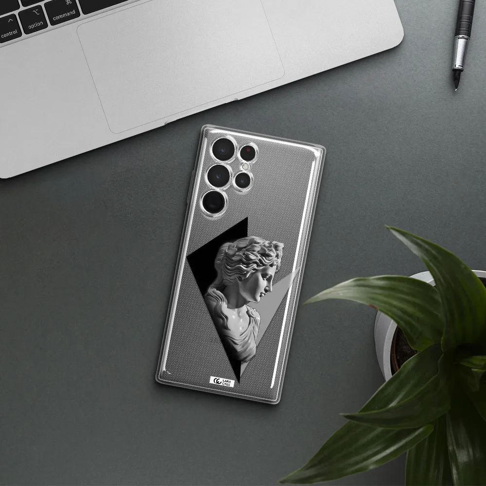 a close-up of a statue Samsung S 22 Ultra Clear TPU Case