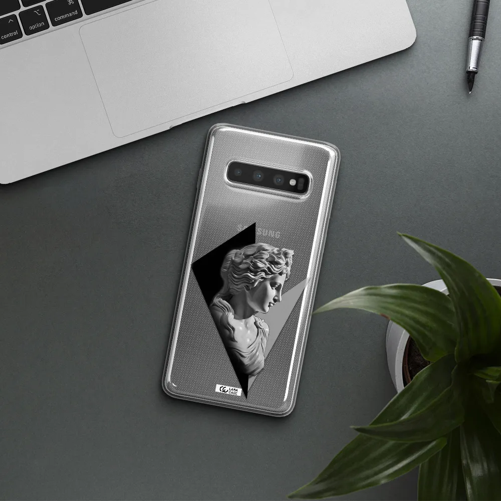 a close-up of a statue Samsung S10 Clear TPU Case