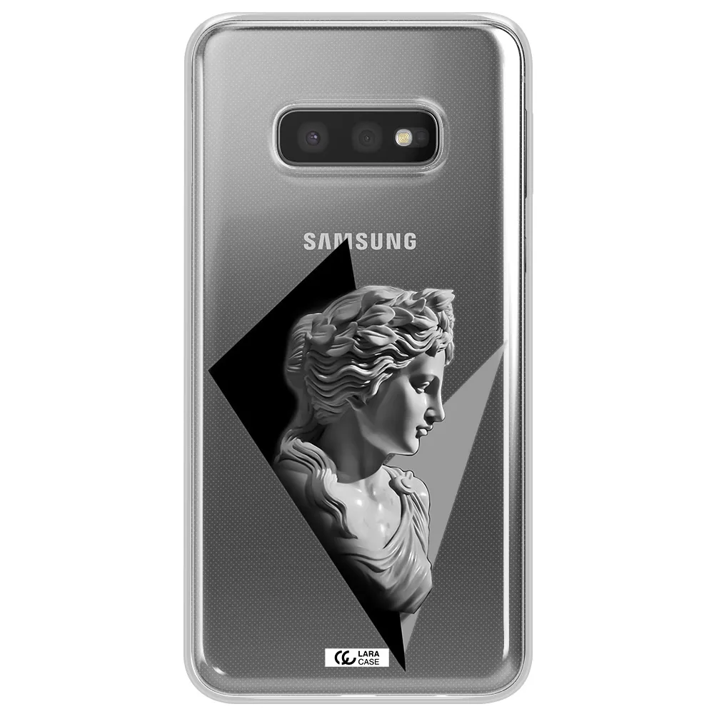 a close-up of a statue Samsung S10e Clear TPU Case