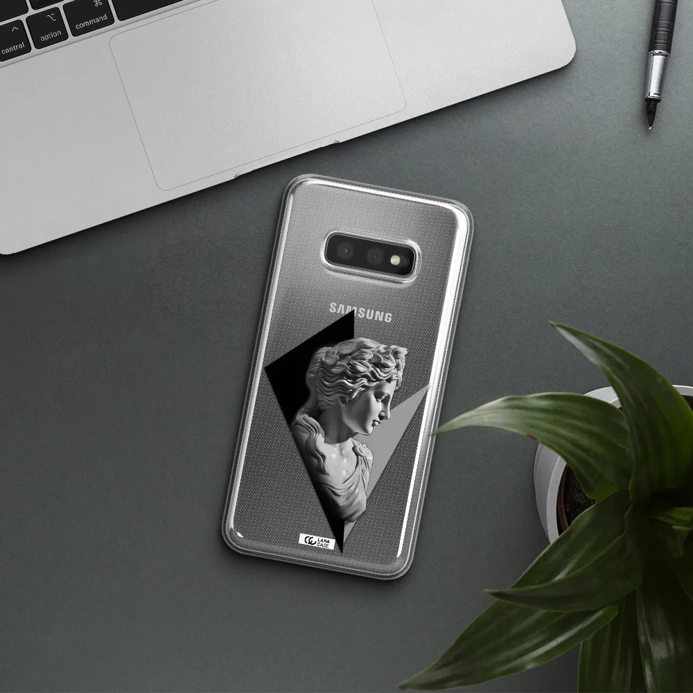 a close-up of a statue Samsung S10e Clear TPU Case