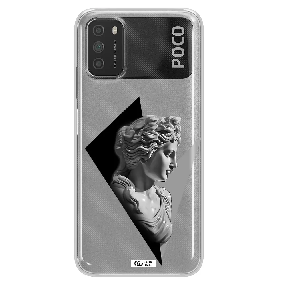 a close-up of a statue Xiaomi Poco M3 Clear TPU Case