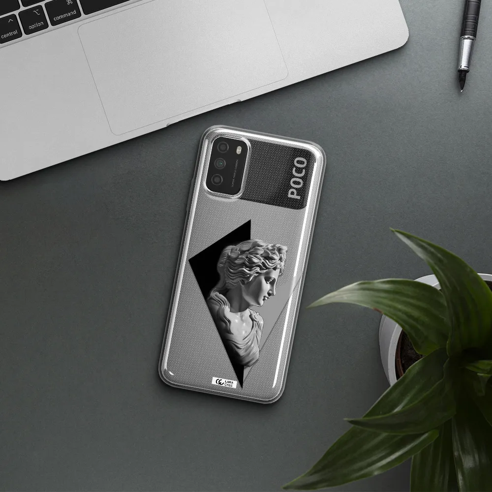 a close-up of a statue Xiaomi Poco M3 Clear TPU Case