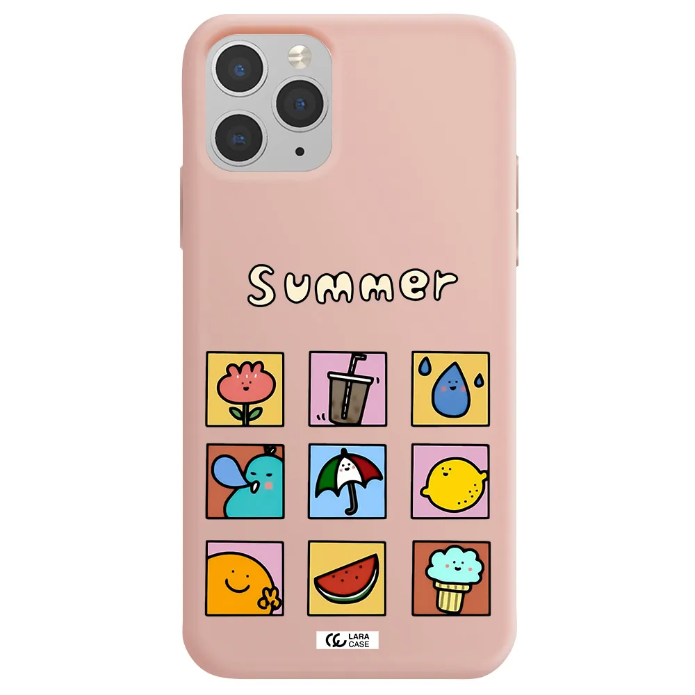 summer vibes Apple iPhone 11 pro max Silicone pastel pink Case