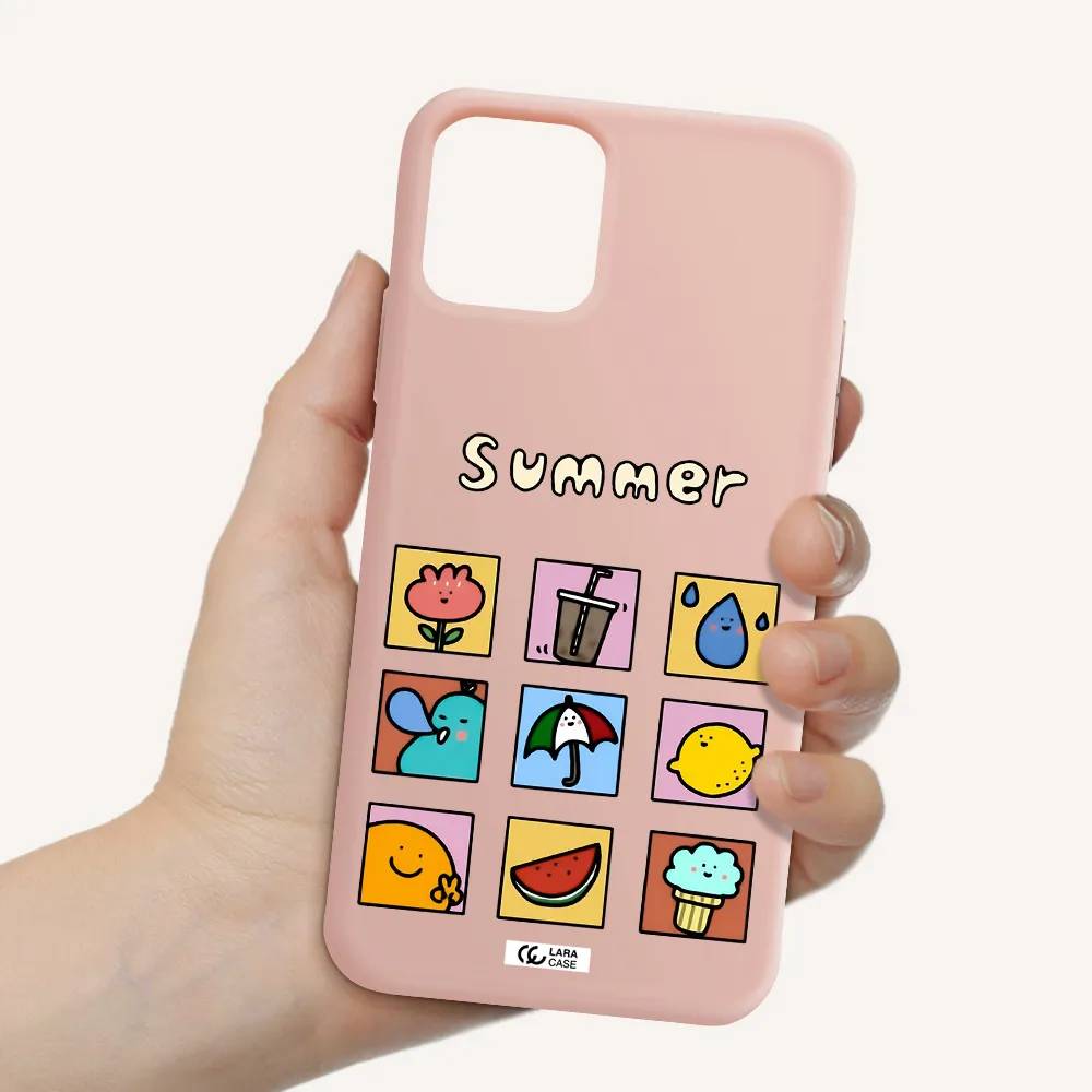 summer vibes Apple iPhone 11 pro max Silicone pastel pink Case