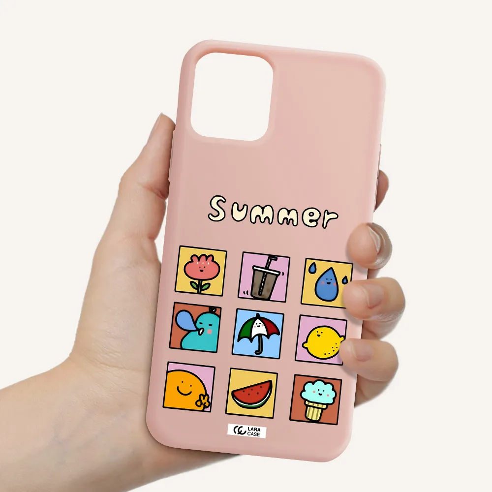 summer vibes Apple iPhone 11 pro Silicone pastel pink Case