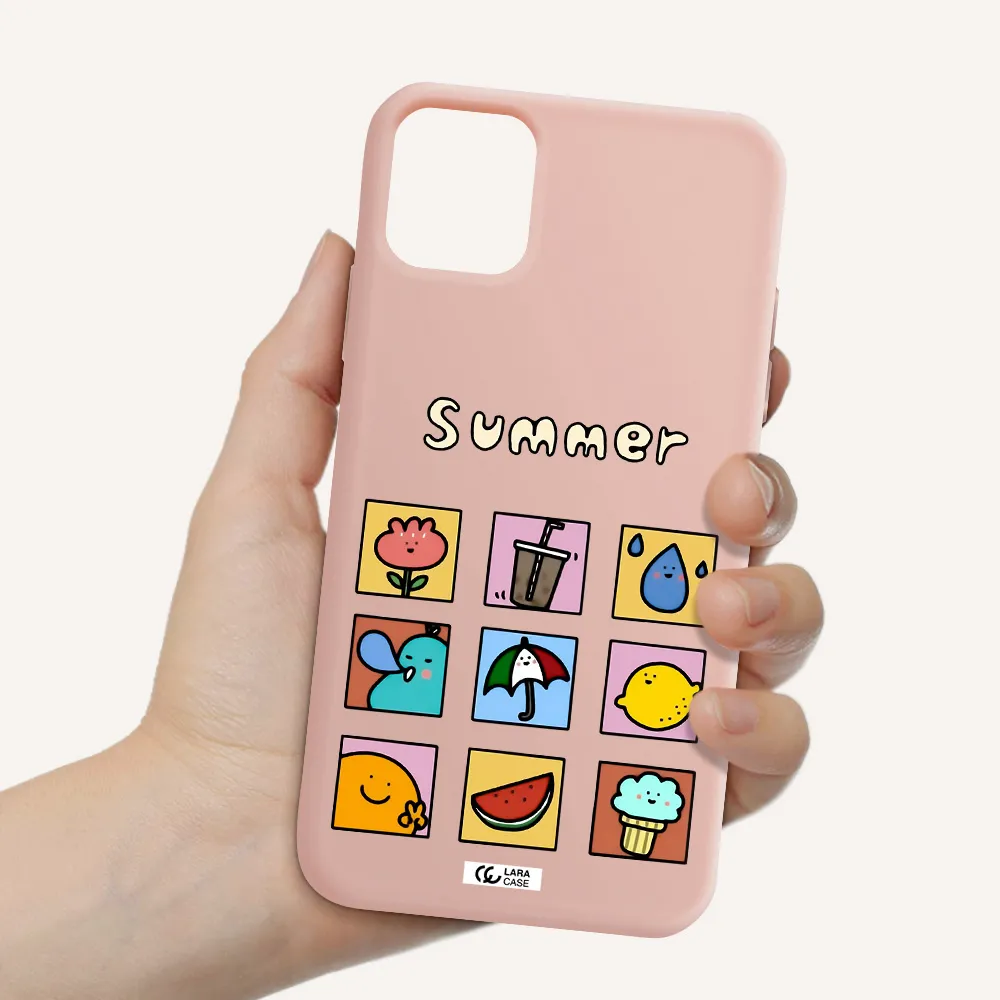 summer vibes Apple iPhone 11 Silicone pastel pink Case