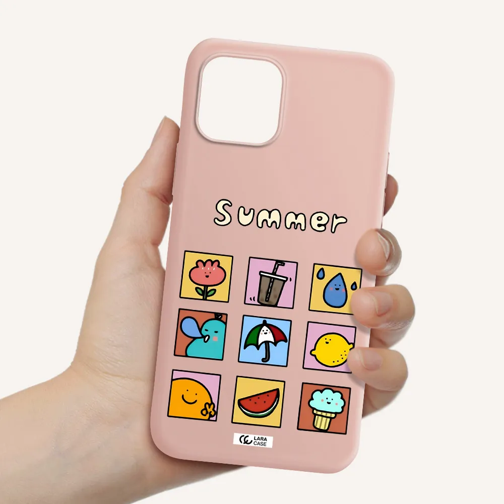 summer vibes Apple iPhone 12 mini Silicone pastel pink Case