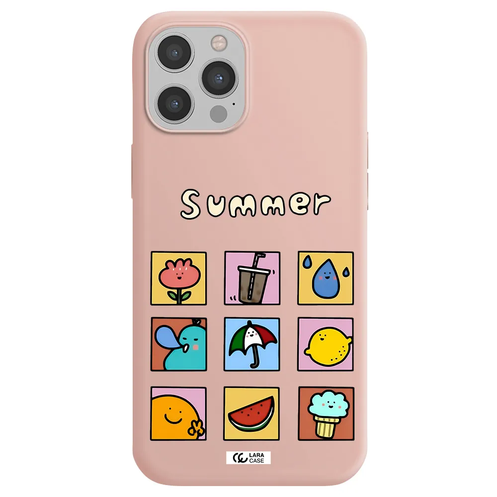 summer vibes Apple iPhone 12 pro max Silicone pastel pink Case