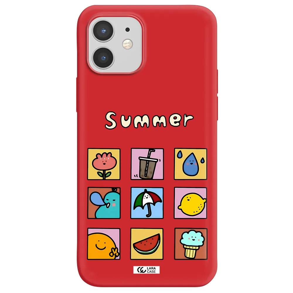 summer vibes Apple iPhone 12 Silicone Imperial Red Case