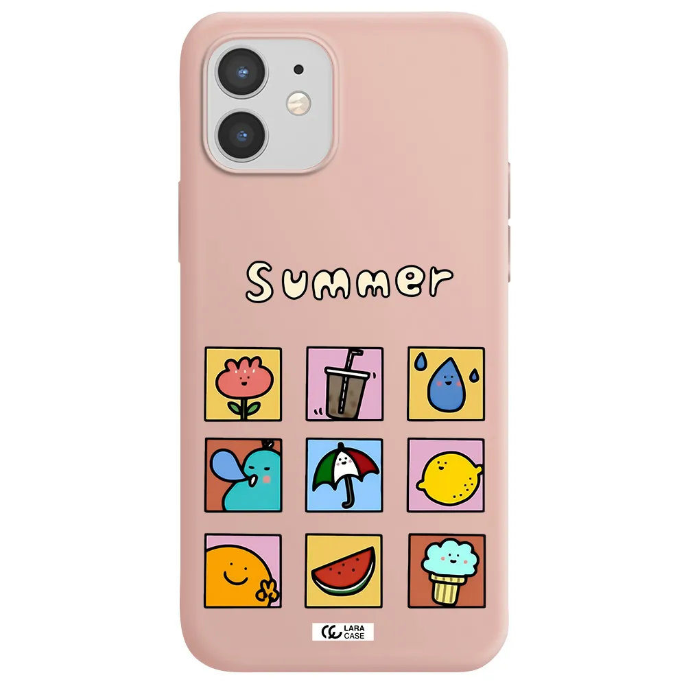 summer vibes Apple iPhone 12 Silicone pastel pink Case