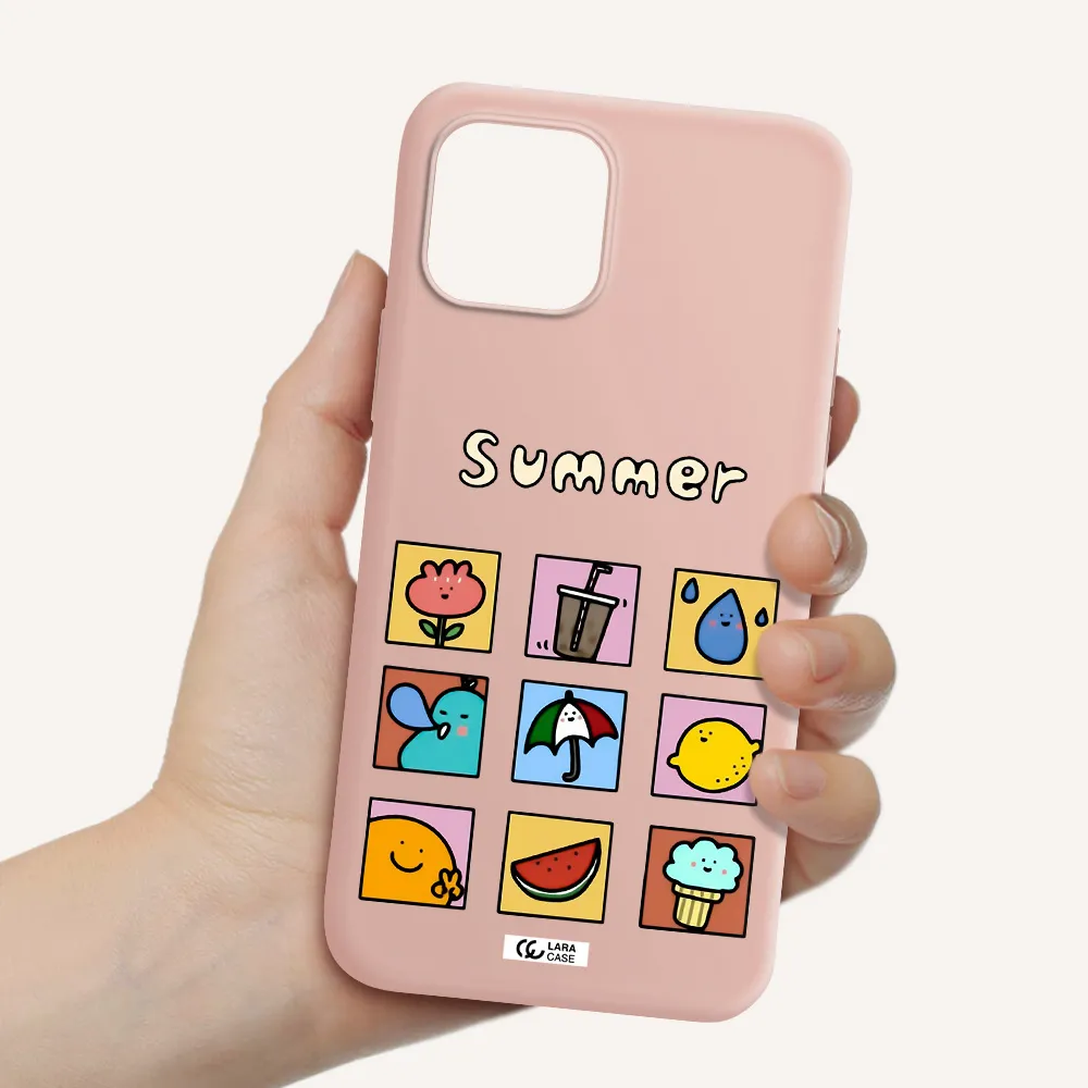 summer vibes Apple iPhone 12 Silicone pastel pink Case