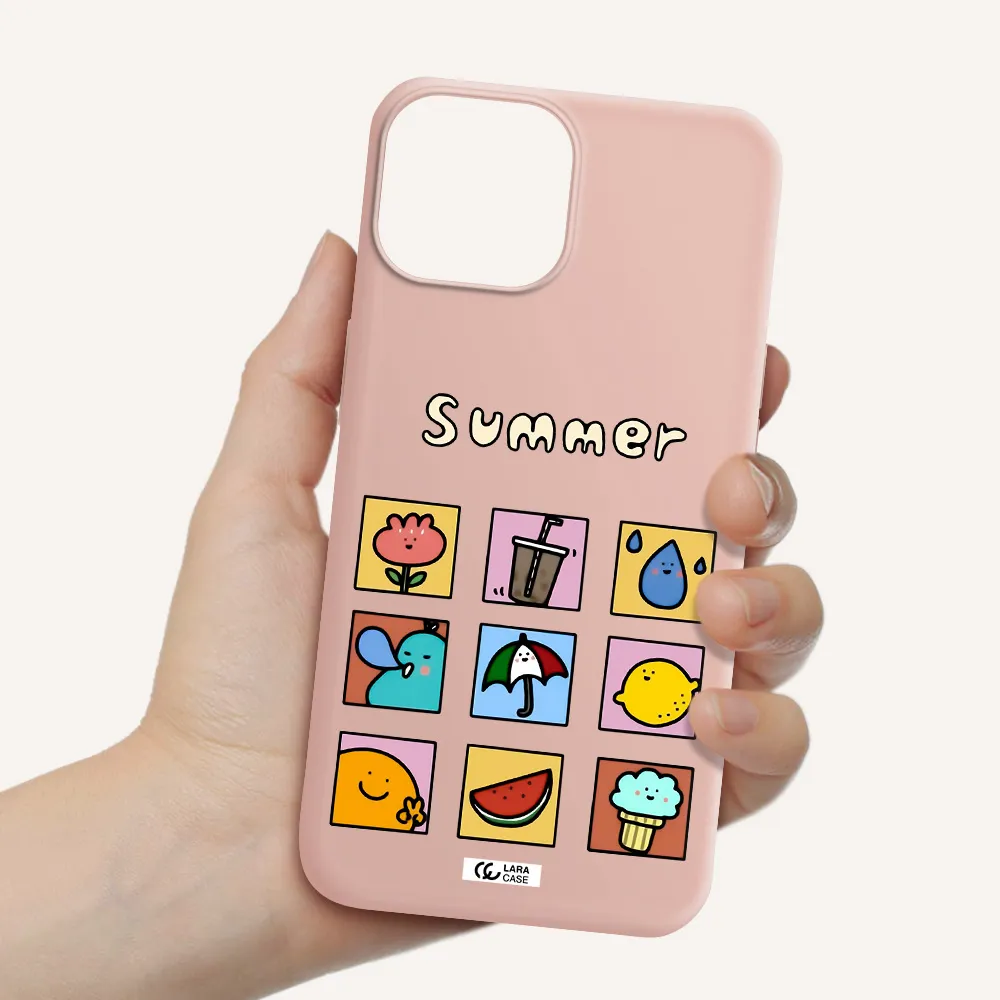 summer vibes Apple iPhone 13 mini Silicone pastel pink Case