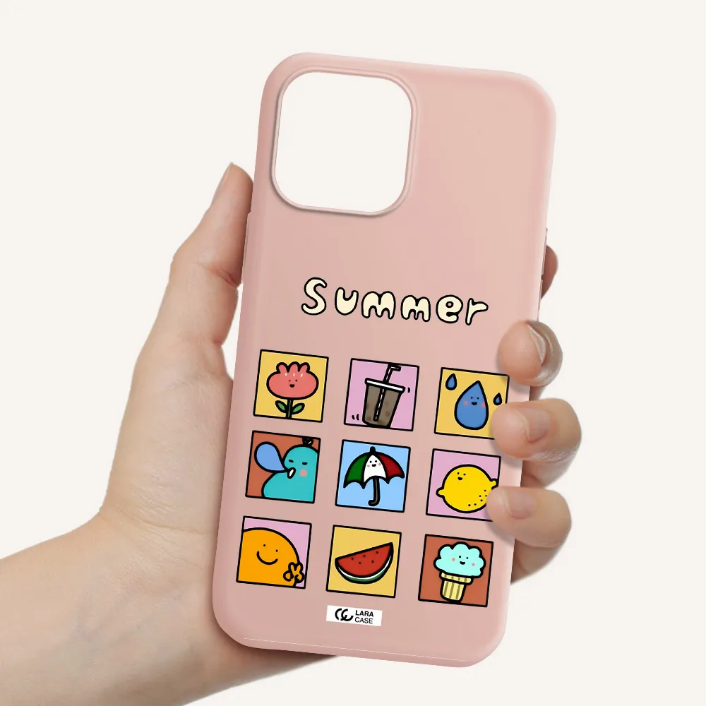 summer vibes Apple iPhone 13 Pro Max Silicone pastel pink Case