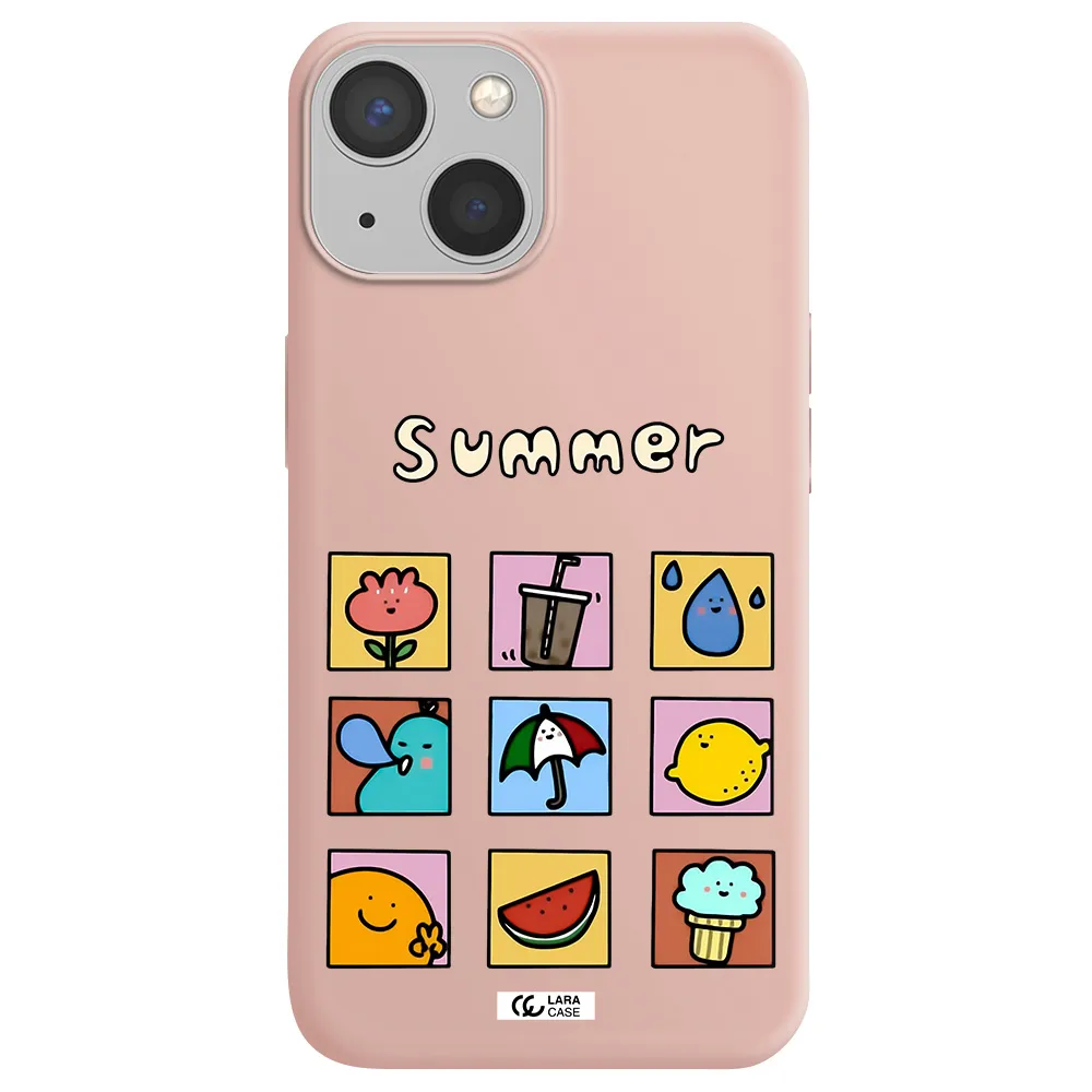 summer vibes Apple iPhone 13 Silicone pastel pink Case