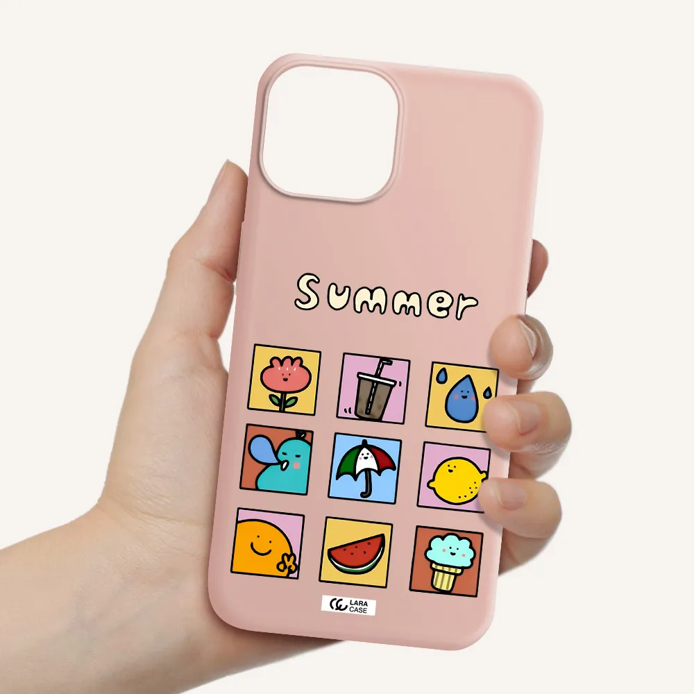 summer vibes Apple iPhone 13 Silicone pastel pink Case