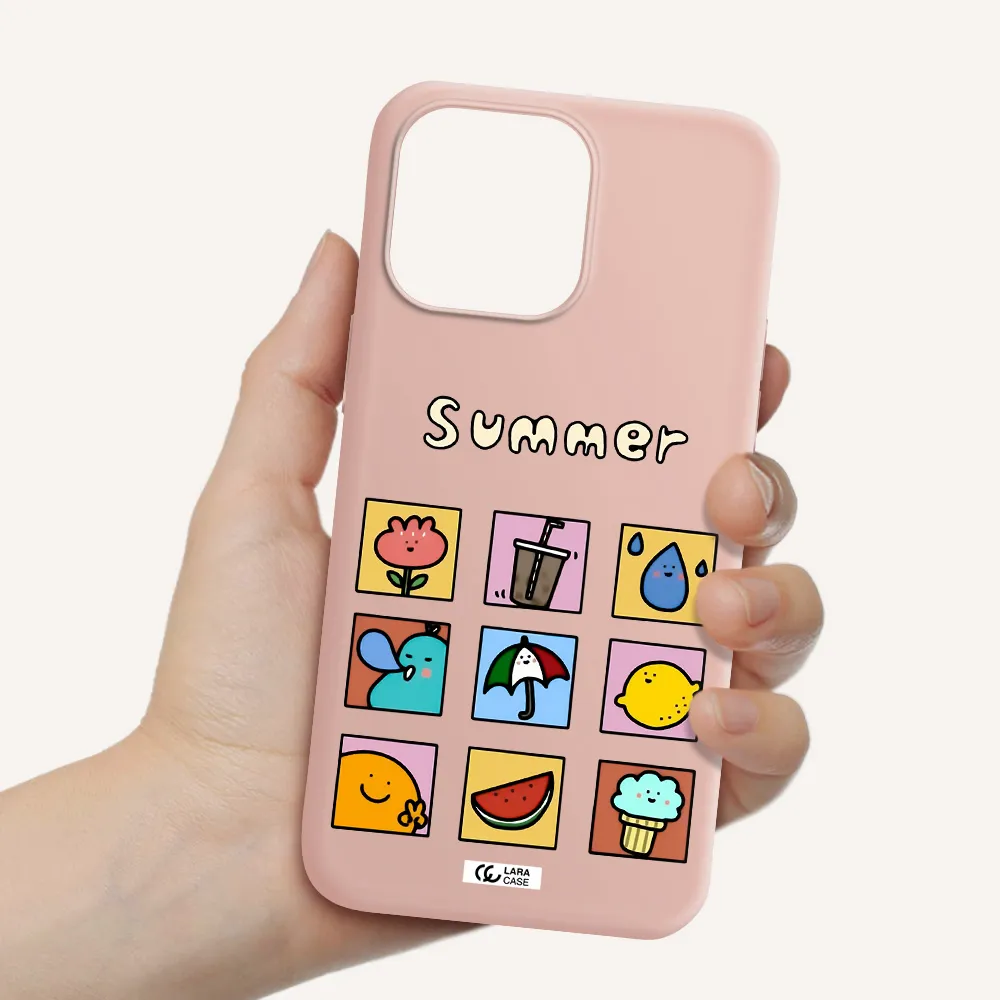 summer vibes Apple iPhone 14 pro max Silicone pastel pink Case