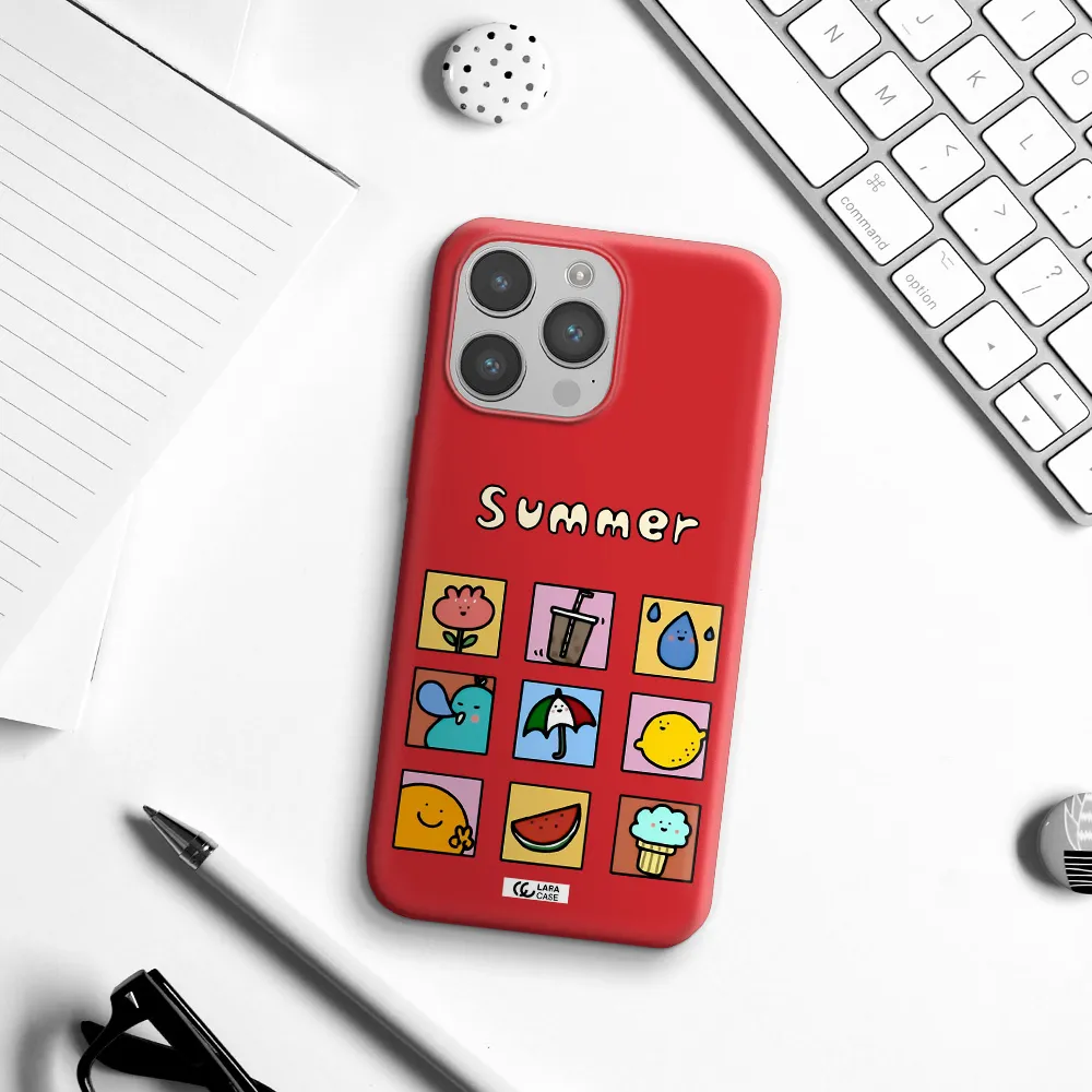 summer vibes Apple iPhone 14 pro Silicone Imperial Red Case