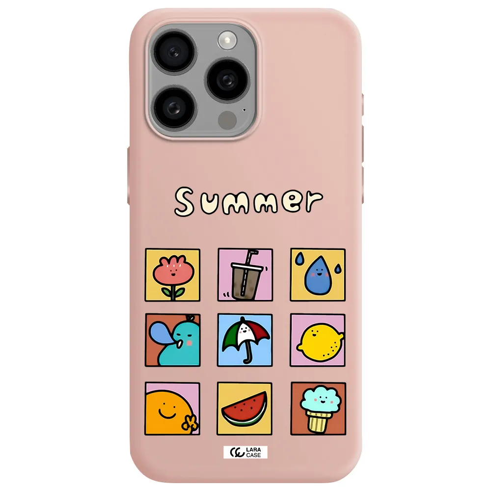 summer vibes Apple Iphone 15 Pro max Silicone pastel pink Case