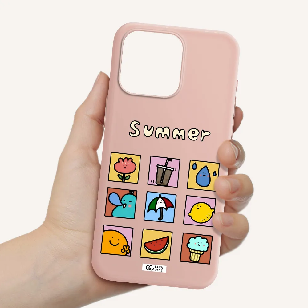 summer vibes Apple Iphone 15 Pro max Silicone pastel pink Case