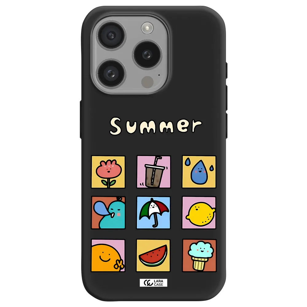 Summer Vibes Apple Iphone 15 Pro Silicone Black Case
