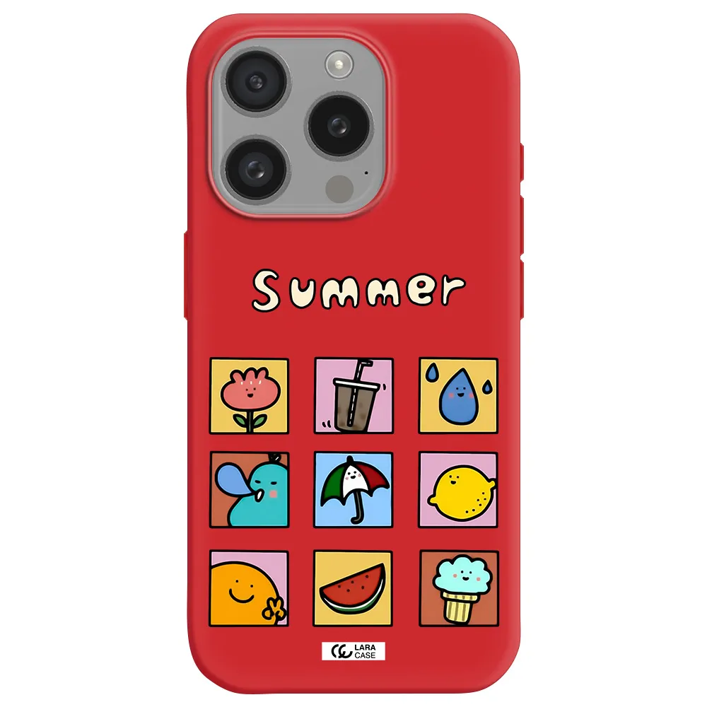 Summer Vibes Apple Iphone 15 Pro Silicone Imperial Red Case
