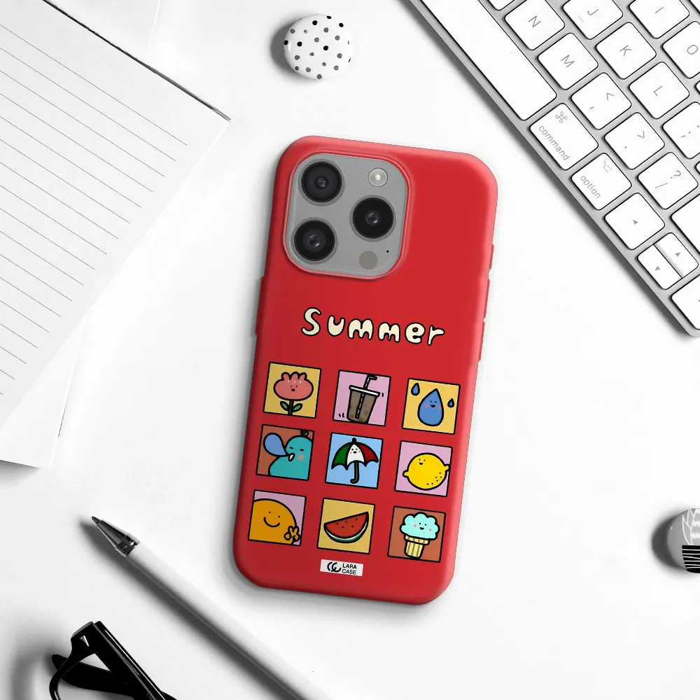 Summer Vibes Apple Iphone 15 Pro Silicone Imperial Red Case
