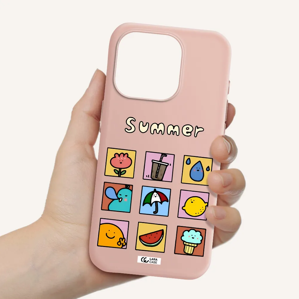 Summer Vibes Apple Iphone 15 Pro Silicone Pastel Pink Case