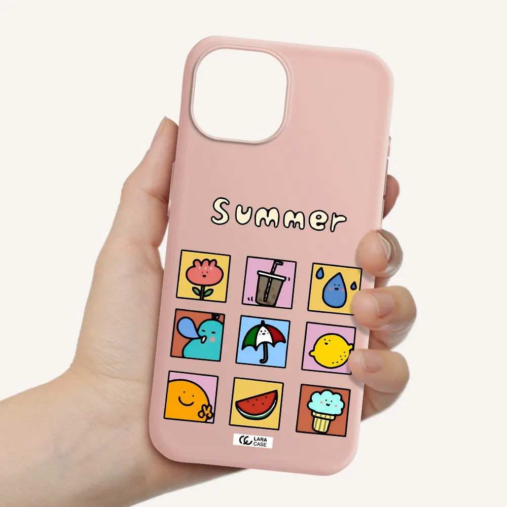 Summer Vibes Apple Iphone 15 Silicone Pastel Pink Case