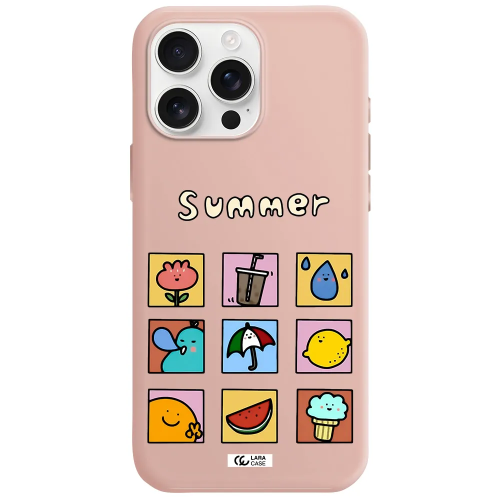 Summer Vibes Apple Iphone 16 Pro Max Silicone Pastel Pink Case