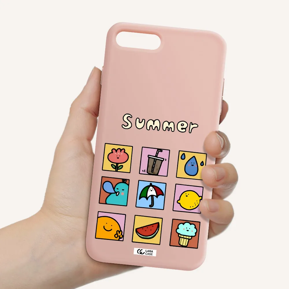 summer vibes Apple iPhone 7 plus Silicone pastel pink Case