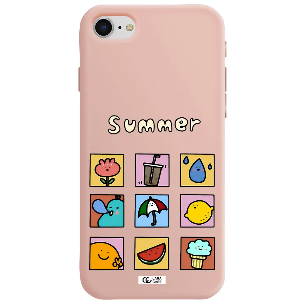 summer vibes Apple iPhone se 2020 Silicone pastel pink Case