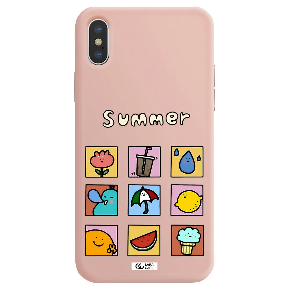summer vibes Apple iPhone XS Silicone pastel pink Case