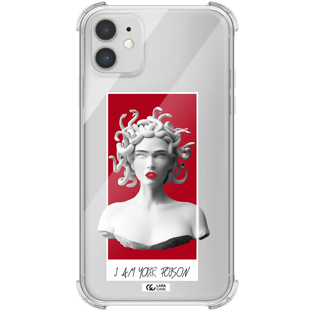 a statue of a woman with snakes on her head Apple iPhone 11 Clear PC Case