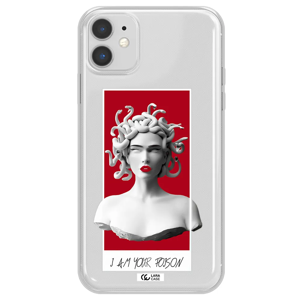 a statue of a woman with snakes on her head Apple iPhone 11 Clear TPU Case