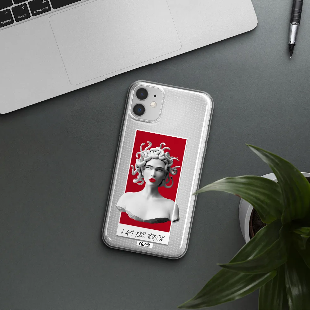 a statue of a woman with snakes on her head Apple iPhone 11 Clear TPU Case