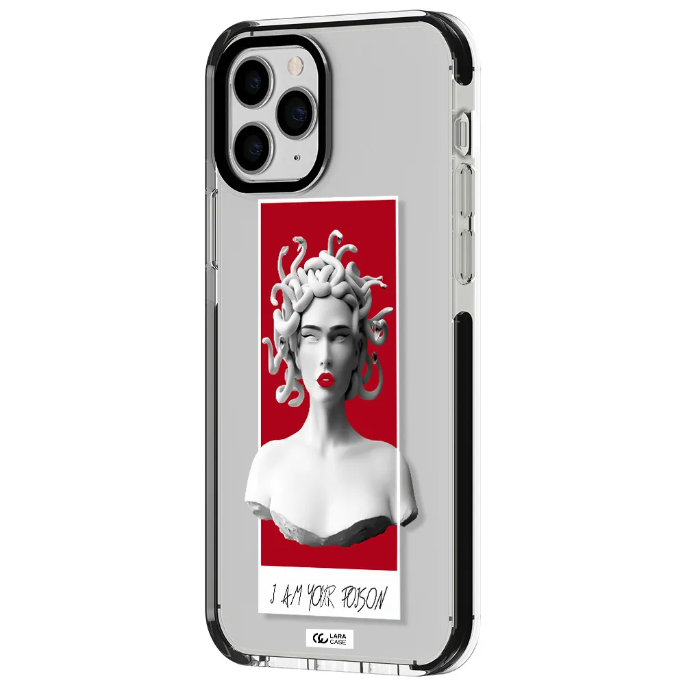 a statue of a woman with snakes on her head Apple iPhone 11 pro impact black border Case