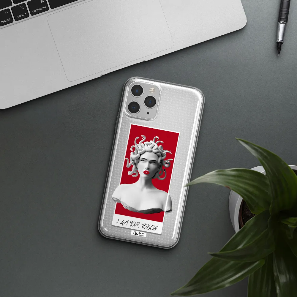 a statue of a woman with snakes on her head Apple iPhone 11 pro max Clear TPU Case