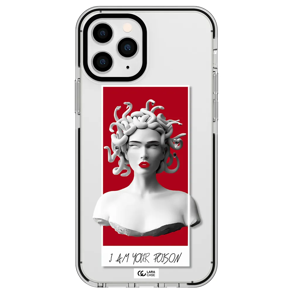 a statue of a woman with snakes on her head Apple iPhone 11 pro max impact black border Case