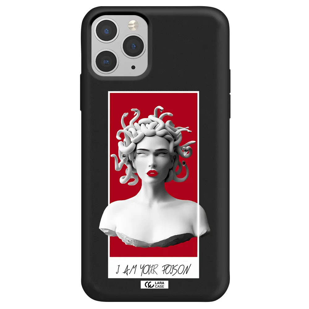 a statue of a woman with snakes on her head Apple iPhone 11 pro max Silicone black Case