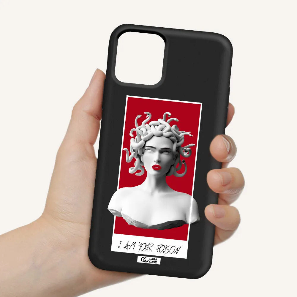 a statue of a woman with snakes on her head Apple iPhone 11 pro max Silicone black Case
