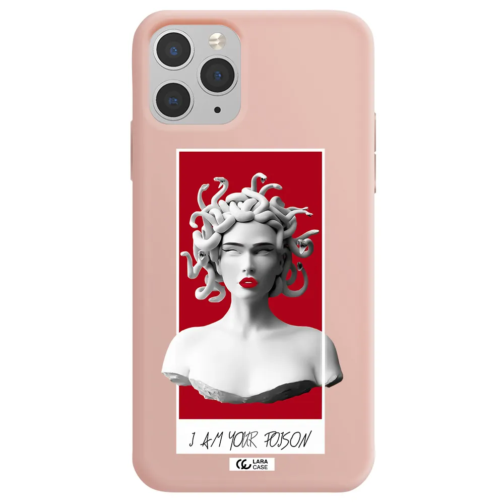 a statue of a woman with snakes on her head Apple iPhone 11 pro max Silicone pastel pink Case