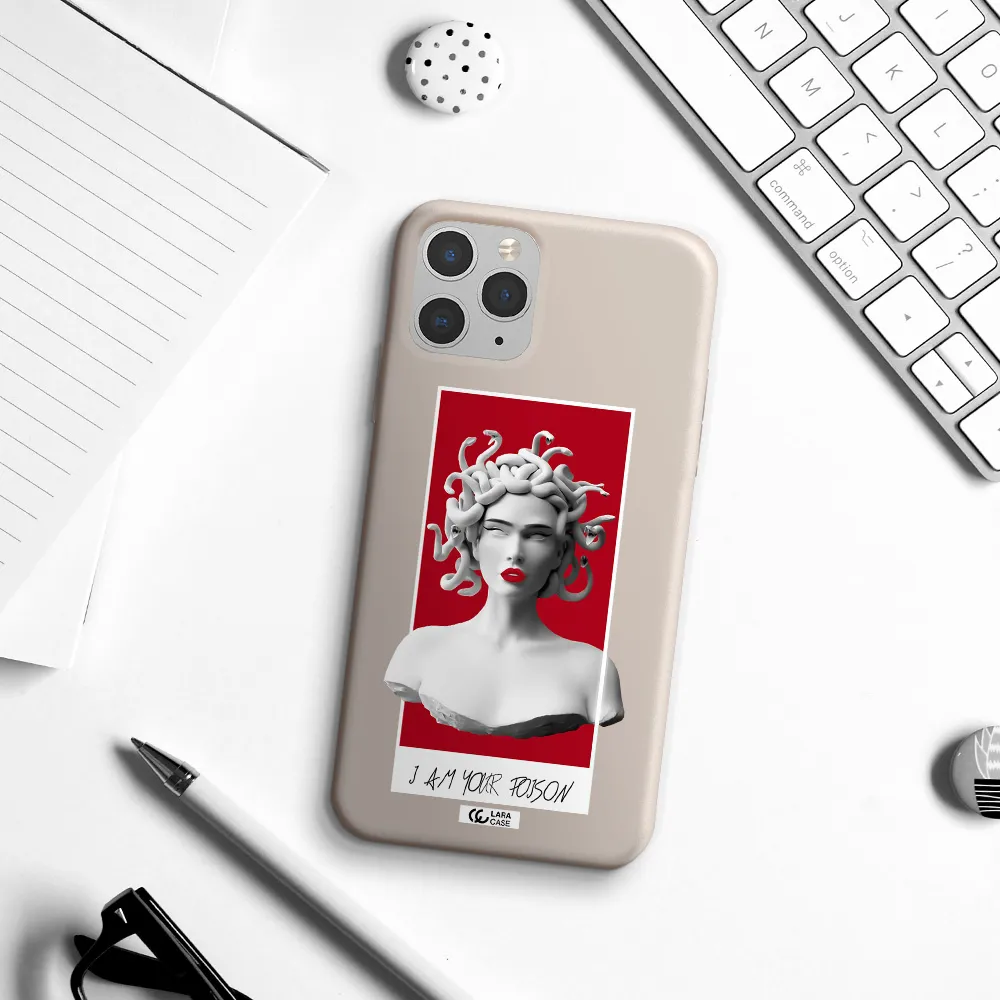 a statue of a woman with snakes on her head Apple iPhone 11 pro max Silicone Stone Case